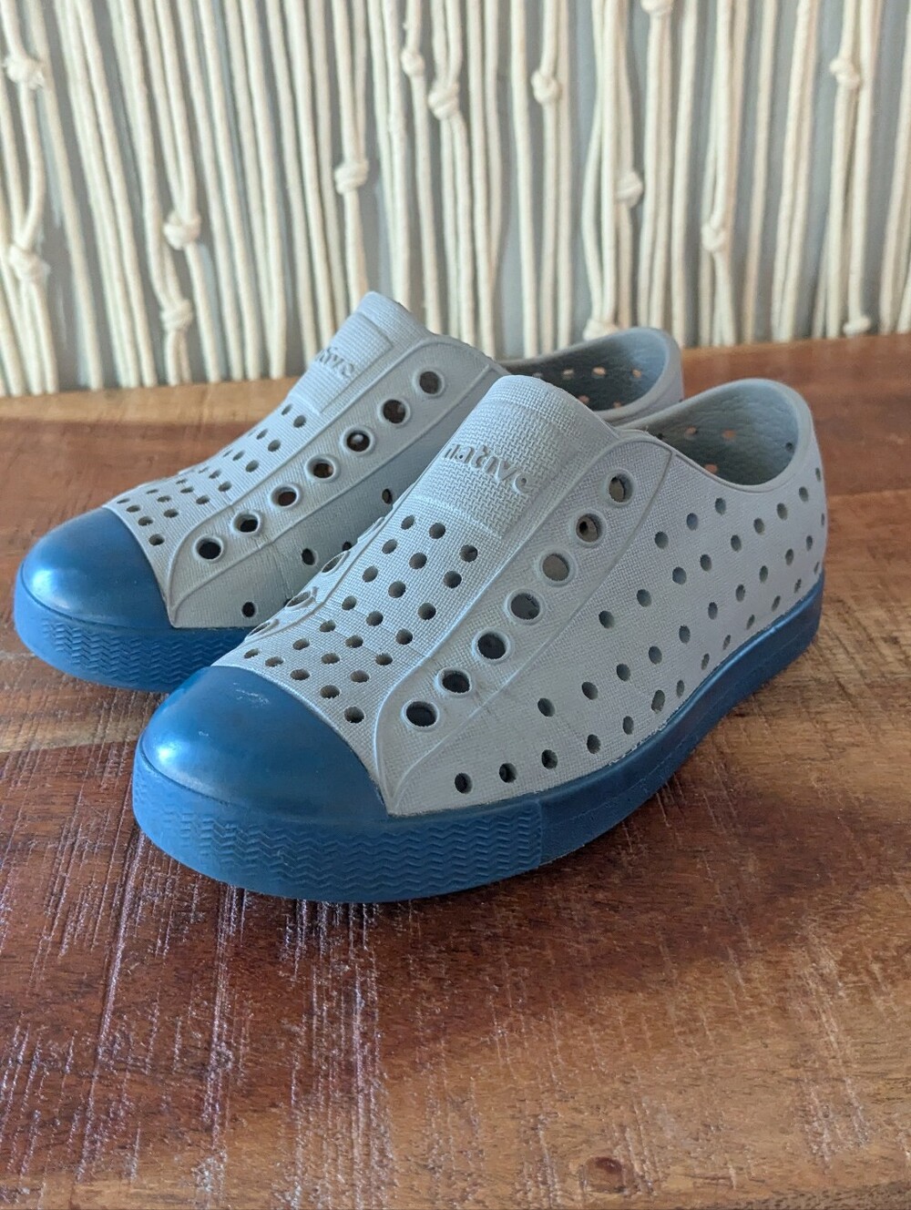 Native Kids Jefferson Slip On Shoes Grey Blue
